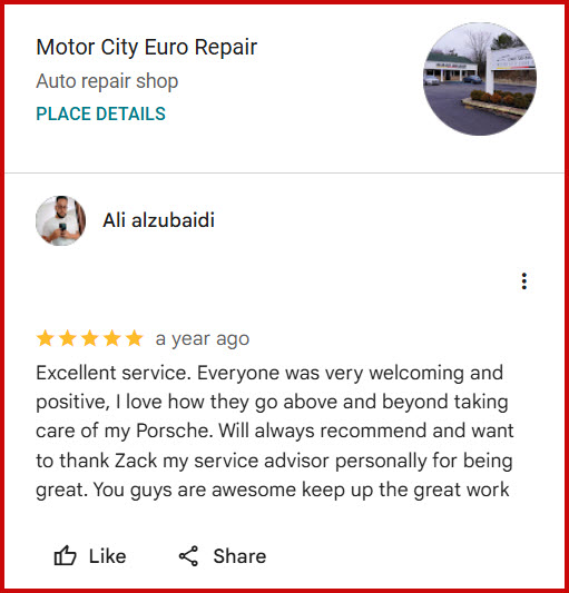 Review of Motor City Euro Repair By Ali alzubaidi